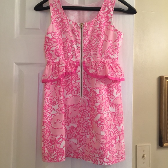 🌷Lilly Pulitzer Girls Pink Peplum Dress - Picture 2 of 7